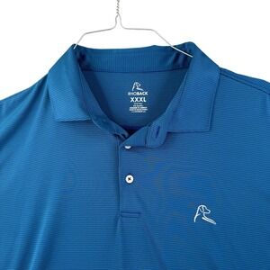 RHOBACK Mens XXL XXXL Blue Striped Polo Shirt Short Sleeve Golf Performance
